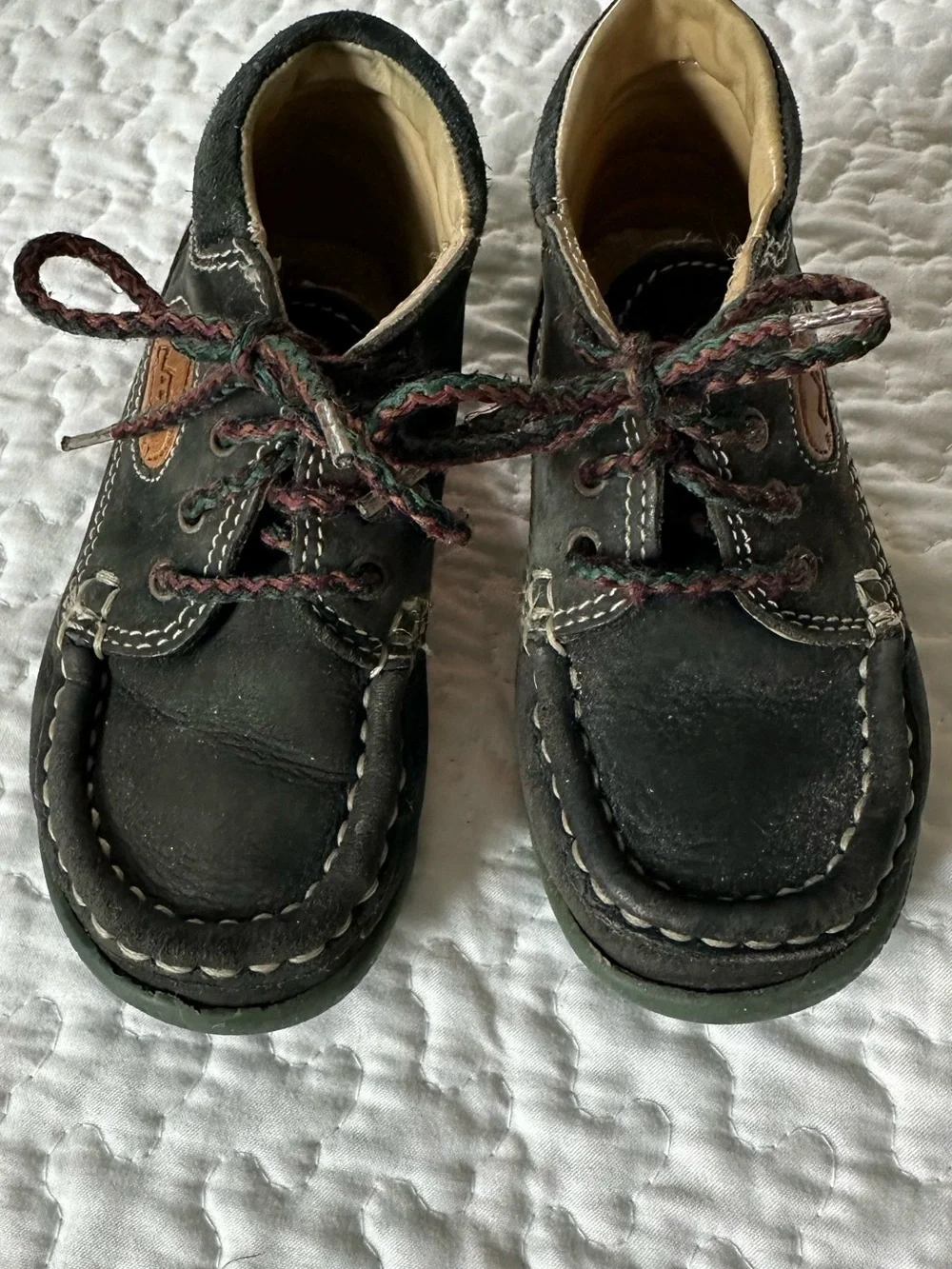 Boys Italian Black Leather suede Lace-Up Shoes